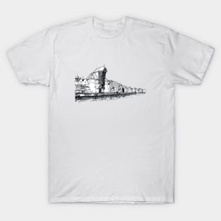 Drawing of famous Crane Gate in Gdansk T-Shirt